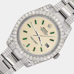 Rolex Custom 10.3CT Diamond Stainless Steel Datejust II 116300 Automatic Men's Wristwatch 41 mm