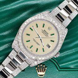 Rolex Custom 10.65CT Diamond Stainless Steel Datejust II 116300 Automatic Men's Wristwatch 41 mm
