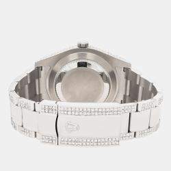 Rolex Custom Turquoise 10.65CT Diamond Stainless Steel Datejust II 116300 Automatic Men's Wristwatch 41 mm
