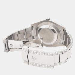 Rolex Custom Turquoise 10.65CT Diamond Stainless Steel Datejust II 116300 Automatic Men's Wristwatch 41 mm
