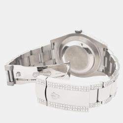 Rolex Custom Black MOP 10.65CT Diamond Stainless Steel Datejust II 116300 Automatic Men's Wristwatch 41 mm