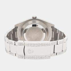Rolex Custom Black MOP 10.65CT Diamond Stainless Steel Datejust II 116300 Automatic Men's Wristwatch 41 mm