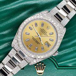 Rolex Custom Champagne 10.65CT Diamond Stainless Steel Datejust II 116300 Automatic Men's Wristwatch 41 mm