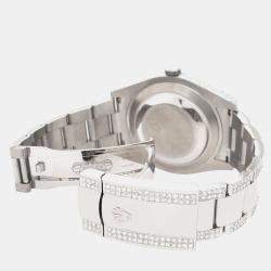 Rolex Custom White MOP 10.65CT Diamond Stainless Steel Datejust II 116300 Automatic Men's Wristwatch 41 mm