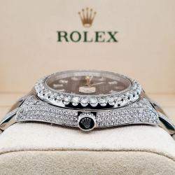 Rolex Custom Black 10.65CT Diamond Stainless Steel Datejust II 116300 Automatic Men's Wristwatch 41 mm