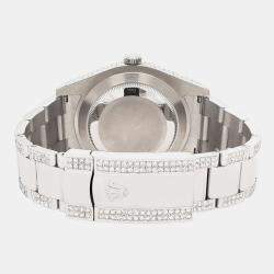 Rolex Custom Black 10.65CT Diamond Stainless Steel Datejust II 116300 Automatic Men's Wristwatch 41 mm