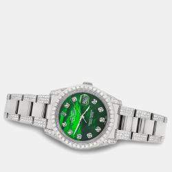 Rolex Custom Green MOP 5.9ct Diamond Stainless Steel Datejust 116200 Automatic Men's Wristwatch 36 mm