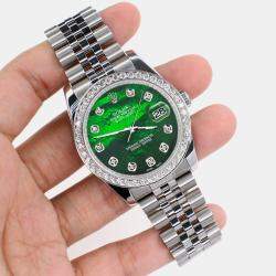 Rolex Custom Green MOP 1.85ct Diamond Stainless Steel Datejust 116200 Automatic Men's Wristwatch 36 mm