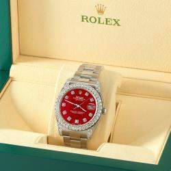 Rolex Custom Red MOP 4.4CT Diamond Stainless Steel Datejust 126300 Automatic Men's Wristwatch 41 mm