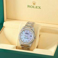 Rolex Custom Purple MOP 4.4CT Diamond Stainless Steel Datejust 126300 Automatic Men's Wristwatch 41 mm