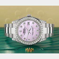 Rolex Custom Pink 4.4CT Diamond Stainless Steel Datejust 126300 Automatic Men's Wristwatch 41 mm