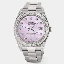 Rolex Custom Pink 4.4CT Diamond Stainless Steel Datejust 126300 Automatic Men's Wristwatch 41 mm