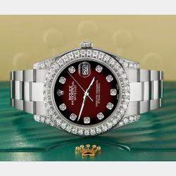 Rolex Custom Maroon 4.4CT Diamond Stainless Steel Datejust 126300 Automatic Men's Wristwatch 41 mm