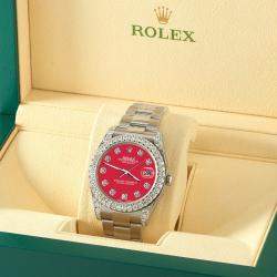 Rolex Custom Scarlet Red 4.4CT Diamond Stainless Steel Datejust 126300 Automatic Men's Wristwatch 41 mm
