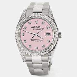 Rolex Custom Orchid Pink 4.4CT Diamond Stainless Steel Datejust 126300 Automatic Men's Wristwatch 41 mm
