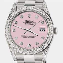 Rolex Custom Orchid Pink 4.4CT Diamond Stainless Steel Datejust 126300 Automatic Men's Wristwatch 41 mm