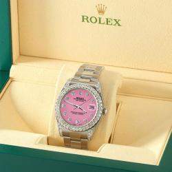 Rolex Custom Pink 4.4CT Diamond Stainless Steel Datejust 126300 Automatic Men's Wristwatch 41 mm