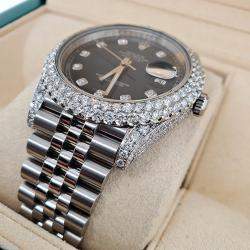 Rolex Custom Blue 7.5CT Diamond Stainless Steel Datejust 126300 Automatic Men's Wristwatch 41 mm