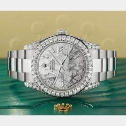 Rolex Custom Grey 4.4CT Diamond Stainless Steel Datejust 126300 Automatic Men's Wristwatch 41 mm