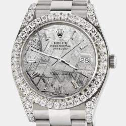 Rolex Custom Grey 4.4CT Diamond Stainless Steel Datejust 126300 Automatic Men's Wristwatch 41 mm