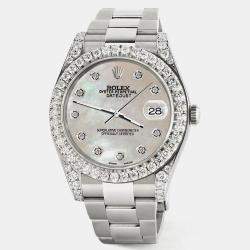 Rolex Custom Champagne MOP 4.4CT Diamond Stainless Steel Datejust 126300 Automatic Men's Wristwatch 41 mm