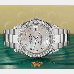 Rolex Custom Champagne MOP 4.4CT Diamond Stainless Steel Datejust 126300 Automatic Men's Wristwatch 41 mm
