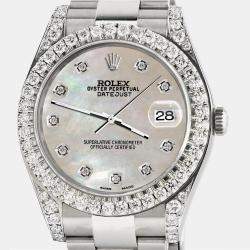 Rolex Custom Champagne MOP 4.4CT Diamond Stainless Steel Datejust 126300 Automatic Men's Wristwatch 41 mm