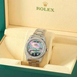 Rolex Custom Black MOP 4.4CT Diamond Stainless Steel Datejust 126300 Automatic Men's Wristwatch 41 mm