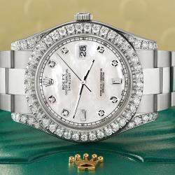 Rolex Custom White MOP 4.4CT Diamond Stainless Steel Datejust 126300 Automatic Men's Wristwatch 41 mm