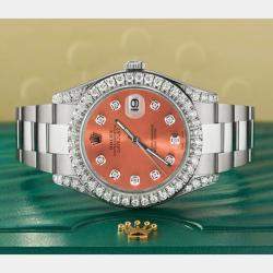 Rolex Custom Royal Salmon 4.4CT Diamond Stainless Steel Datejust 126300 Automatic Men's Wristwatch 41 mm