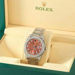 Rolex Custom Royal Salmon 4.4CT Diamond Stainless Steel Datejust 126300 Automatic Men's Wristwatch 41 mm