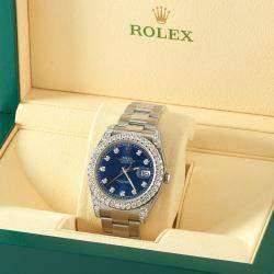Rolex Custom Royal Blue 4.4CT Diamond Stainless Steel Datejust 126300 Automatic Men's Wristwatch 41 mm