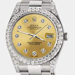 Rolex Custom Champagne 4.4CT Diamond Stainless Steel Datejust 126300 Automatic Men's Wristwatch 41 mm