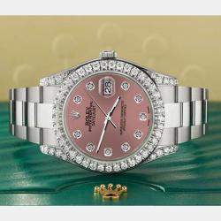 Rolex Custom Salmon 4.4CT Diamond Stainless Steel Datejust 126300 Automatic Men's Wristwatch 41 mm