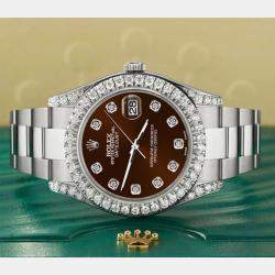 Rolex Custom Chocolate 4.4CT Diamond Stainless Steel Datejust 126300 Automatic Men's Wristwatch 41 mm