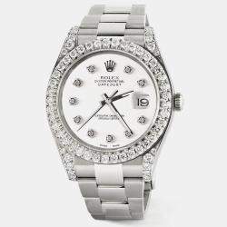 Rolex Custom White 4.4CT Diamond Stainless Steel Datejust 126300 Automatic Men's Wristwatch 41 mm