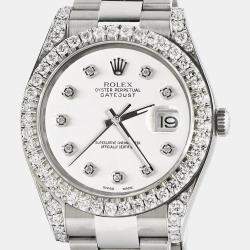 Rolex Custom White 4.4CT Diamond Stainless Steel Datejust 126300 Automatic Men's Wristwatch 41 mm