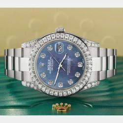 Rolex Custom Black 4.4CT Diamond Stainless Steel Datejust 126300 Automatic Men's Wristwatch 41 mm