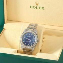 Rolex Custom Black 4.4CT Diamond Stainless Steel Datejust 126300 Automatic Men's Wristwatch 41 mm