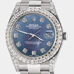 Rolex Custom Black 4.4CT Diamond Stainless Steel Datejust 126300 Automatic Men's Wristwatch 41 mm