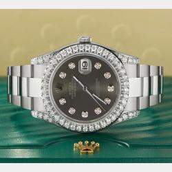 Rolex Custom Rhodium 4.4CT Diamond Stainless Steel Datejust 126300 Automatic Men's Wristwatch 41 mm