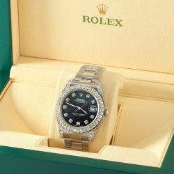 Rolex Custom Black MOP 4.4CT Diamond Stainless Steel Datejust 126300 Automatic Men's Wristwatch 41 mm