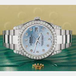 Rolex Custom Sky Blue MOP 4.4CT Diamond Stainless Steel Datejust 126300 Automatic Men's Wristwatch 41 mm