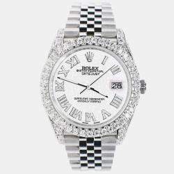 Rolex Custom White 5.9CT Diamond Stainless Steel Datejust 126300 Automatic Men's Wristwatch 41 mm