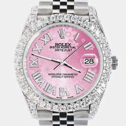Rolex Custom Pink 5.9CT Diamond Stainless Steel Datejust 126300 Automatic Men's Wristwatch 41 mm
