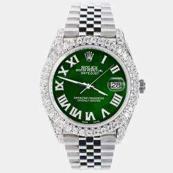 Rolex Custom Green MOP 5.9CT Diamond Stainless Steel Datejust 126300 Automatic Men's Wristwatch 41 mm