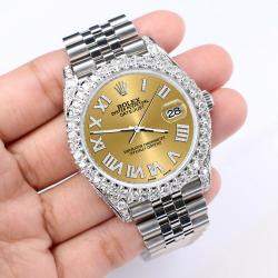 Rolex Custom Champagne 5.9CT Diamond Stainless Steel Datejust 126300 Automatic Men's Wristwatch 41 mm