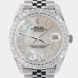 Rolex Custom Champagne MOP 5.9CT Diamond Stainless Steel Datejust 126300 Automatic Men's Wristwatch 41 mm