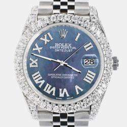 Rolex Custom Black 5.9CT Diamond Stainless Steel Datejust 126300 Automatic Men's Wristwatch 41 mm