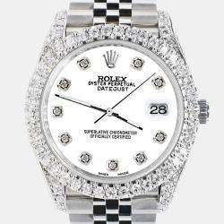 Rolex Custom White 5.9CT Diamond Stainless Steel Datejust 126300 Automatic Men's Wristwatch 41 mm
